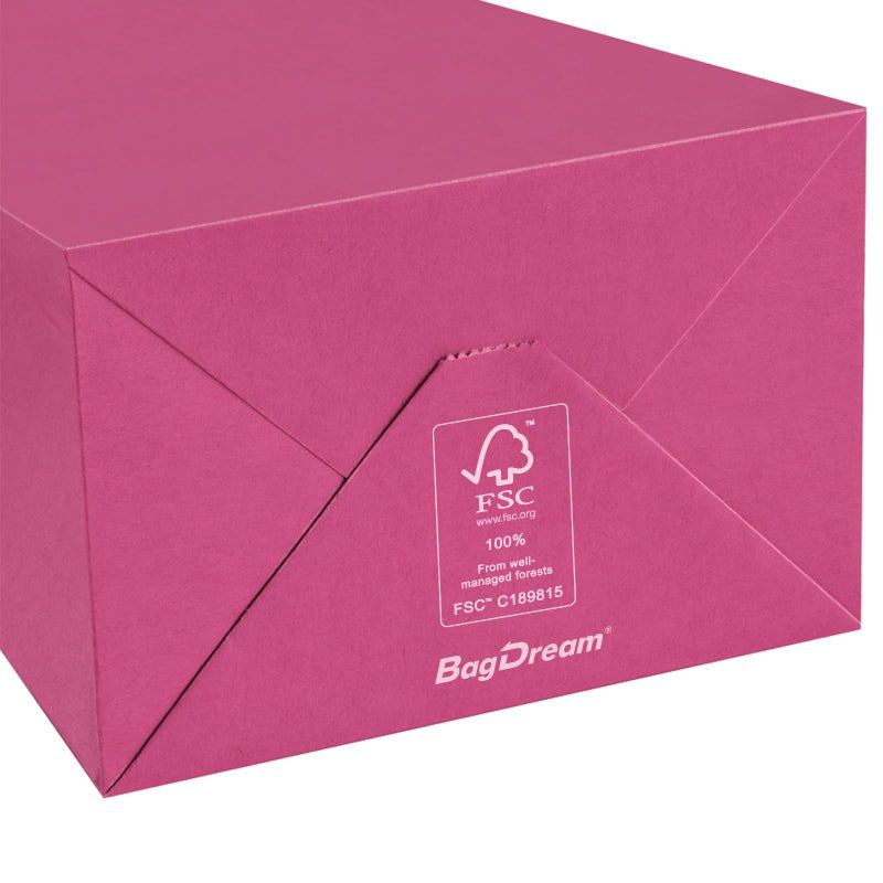 BagDream Kraft Paper Bags 100Pcs 5.25x3x8 Inches Small Paper Gift Bags with Handles Bulk, for Shopping, Retail, Business, Party Favor, Pink Gift Sacks - Image 5